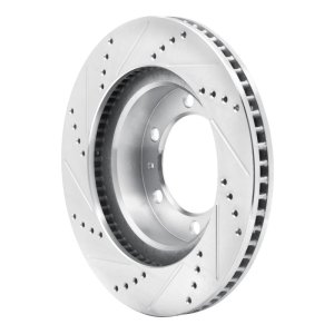 Toyota FJ Cruiser Brake Rotor (1) - Front Right - R1 Concepts - Drilled & Slotted - Silver - `03-`23